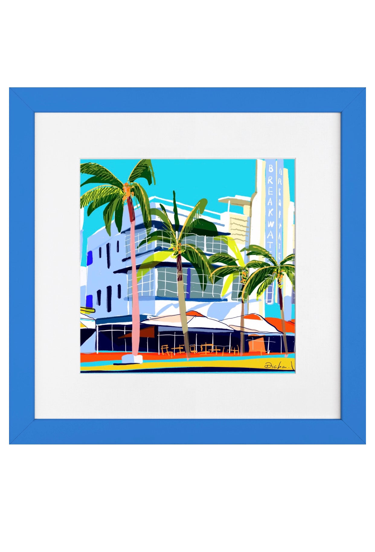 Art Deco on South Beach in Blue Frame