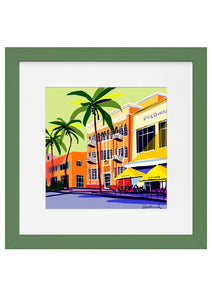Art Deco on South Beach in Green Frame